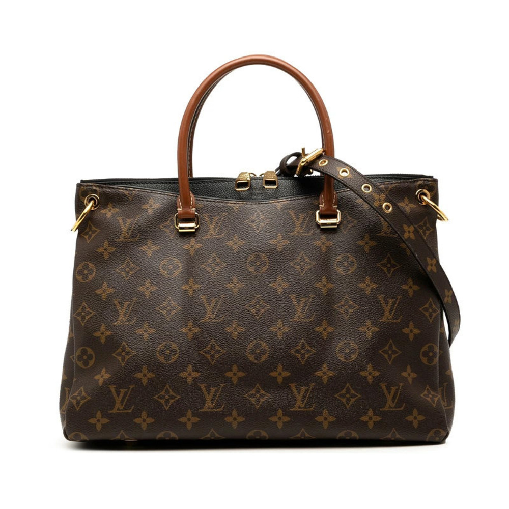 Louis Vuitton Monogram Pallas 2way Shoulder Bag Brown Noir Black Leather